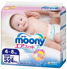 Подгузники moony S (4-8 кг), 24 шт