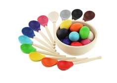 Деревянная игрушка Уланик Сортер Монтессори Яички и ложки 12 цветов