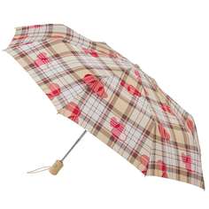 Зонт-автомат женский Fulton J346 HeartCheck Бежевая клетка