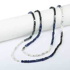 Бусы My-bijou Кубики, кахолонг / лазурит / гематит 123 см