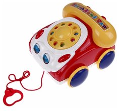 Игрушка-каталка Наша Игрушка Телефончик на веревочке Желтый/Красный
