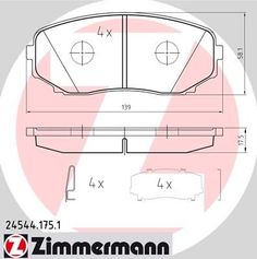 Комплект тормозных колодок, дисковый тормоз ZIMMERMANN 24544.175.1
