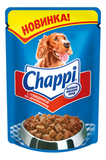 Влажный корм для собак Chappi Сытный мясной обед, говядина, 24шт, 100г