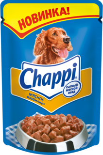 Влажный корм для собак Chappi Сытный мясной обед, мясо, 24шт, 100г
