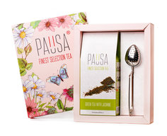Набор Pausa flowers чай зеленый с жасмином и ложка-ситечко