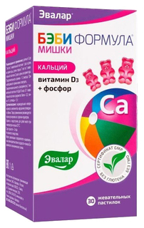 Бэби формула Мишки Кальций паст.жев. с 3-х лет 30 шт. Эвалар