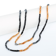 Бусы My-bijou Кубики, сердолик / агат черный / гематит 134 см