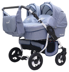 Коляска для двойни и погодок BartPlast Fenix DUO Prime 04 светло-синий джинс
