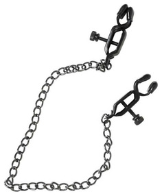 Чёрные зажимы на соски Nipple clamps с цепочкой Сумерки Богов