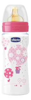 Детская бутылочка Chicco Well Being Girl латексная соска 330мл