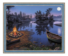 Раскраска по номерам Рыжий Кот Костер у ночного озера