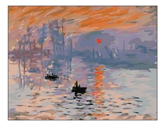 Раскраска по номерам Клод Моне Впечатление Восходящее солнце Рыжий кот