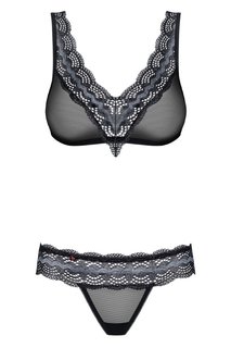 Соблазнительный комплект белья с кружевом, черный (L-XL) Obsessive