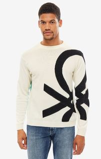 Джемпер мужской United Colors of Benetton 1044K1J99_901 белый/черный/зеленый XS