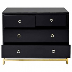 Комод Garda Decor 101х45х79 см, черный/бежевый/золотистый