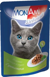 Влажный корм для кошек MonAmi Delicious, цыпленок в соусе, 85г