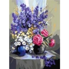 Холст для рисования по номерам "Вазы с прекрасными цветами", 30х40 см Рыжий кот