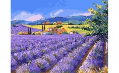 Холст с красками "Палитра. Рисование по номерам. Лавандовые поля", 30х40 см Рыжий кот