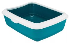 Лоток для кошек Trixie Classic, с бортиком, петроль, 37x15x47 см