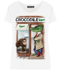 Футболка женская ALEXANDER KONASOV "Крокодил гена открывает магазин" белая XL