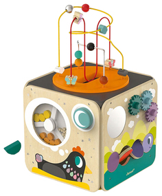 Деревянная игрушка Janod Куб развивающий Бизиборд с комплектом игр: 8 видов активностей