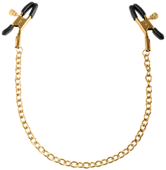 Чёрные с золотом зажимы на соски Gold Chain Nipple Clamps Pipedream