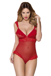 Соблазнительное боди с кружевом, красное (S-M) Obsessive