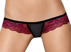 Красивые трусики-стринги с цветочным кружевом цвета малины (S-M) Obsessive