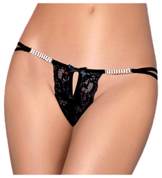 Черные трусики с кристаллами BRILLIANT THONG Obsessive L/XL