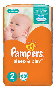 Подгузники Pampers Sleep & Play 2 (3-6 кг), 88 шт.