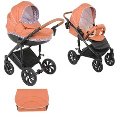 Коляска 2 в 1 Tutis Mimi Style Персиковый Лен+Мозаика+черная рама