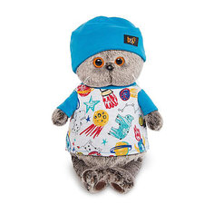 Мягкая игрушка Budi Basa Кот Басик в футболке космос и в шапочке, 25 см