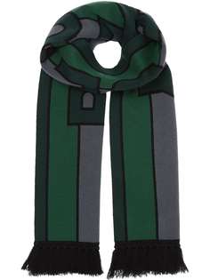 Burberry шарф с бахромой и логотипом