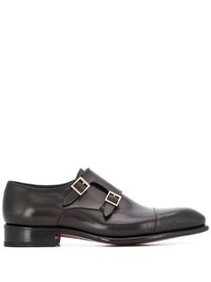 Santoni double buckle pointed toe loafers