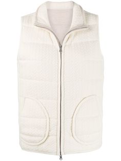 N.Peal Cable Reversible Padded Cashmere Gilet