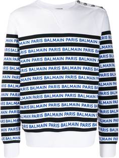 Balmain полосатая толстовка с логотипом