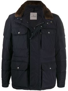 Moncler пуховик с воротником из искусственного меха