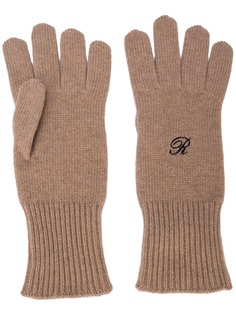 Raf Simons contrast lettering logo gloves