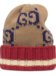 Gucci трикотажная шапка бини с логотипом GG