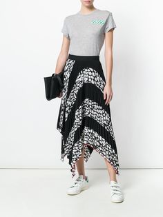 Off-White футболка с принтом и лентой