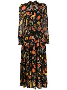 Alexis ruffled trim floral print dress