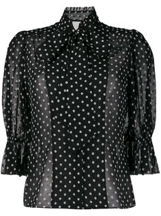 Alexis short puffed sleeve polka dot blouse