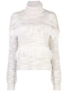 Cinq A Sept feather-embellished knitted jumper