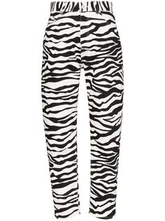 Attico zebra stripe slim leg cotton trousers