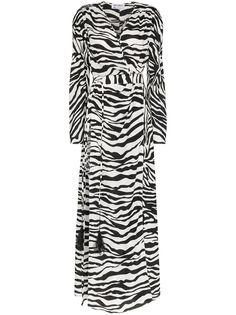 Attico zebra print ruched maxi dress