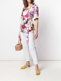 Dolce & Gabbana блузка в пижамном стиле с поясом