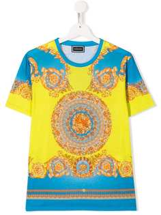 Young Versace Teen Boys Fluo Baroque Print T-Shirt
