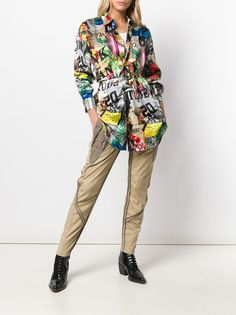 Dsquared2 рубашка с поясом и миксом принтов