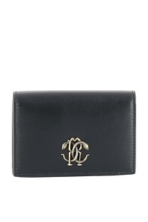 Черный кожаный клатч-кошелек Roberto Cavalli