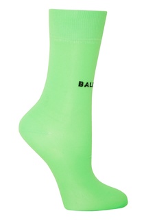 Удлиненные зеленые носки с черным логотипом Balenciaga